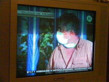 豚インフルエンザを伝える地元テレビ