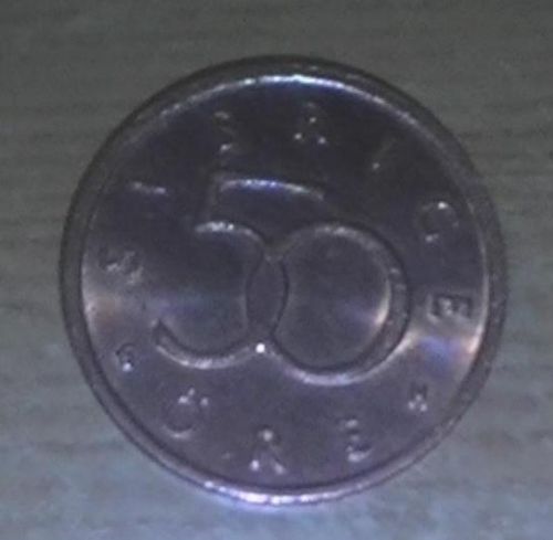 廃止となった50öre硬貨（表）