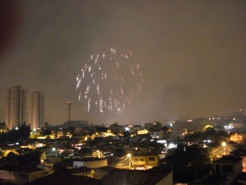 2010年1月１日午前０時ごろのサンパウロ市内の住宅密集地で打ち上げられた花火