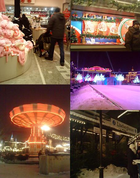 園内スポットの数々　夏とは変わってクリスマスらしい品揃えに変わったショップで良いプレゼントが見つかることでしょう。ファミリー向けアトラクションの多くが冬も営業しています。クリスマスグッズやチョコレートが当たるルーレットや子供たちが楽しめるスケートリンクなどもあります。閉鎖しているアトラクションの前にはクリスマスツリーが立てられています