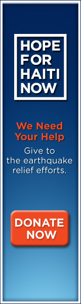 HOPE　FOR　HAITI　NOW　の広告バナーはウェブの至る所でみられます