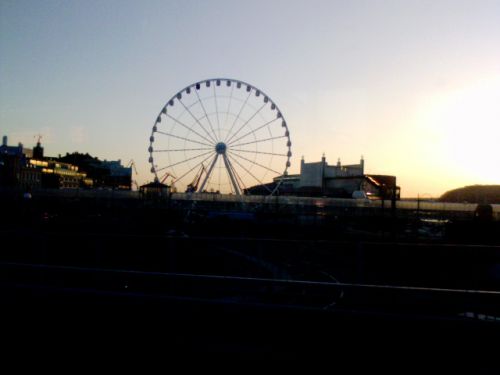 電車の車窓から眺めた観覧車の外装