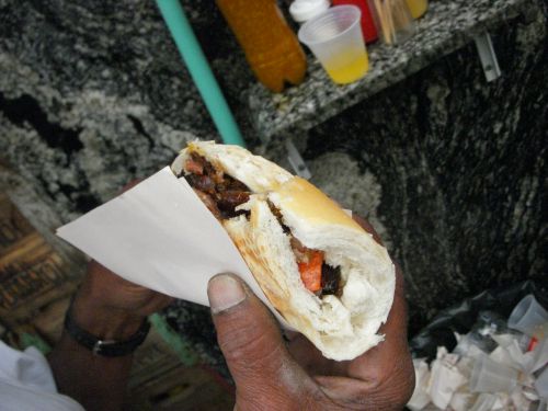 シュラスコ・グレーゴ（ギリシアの焼肉）のサンドイッチ