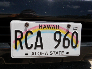 マニアには垂涎、虹をあしらったナンバープレート