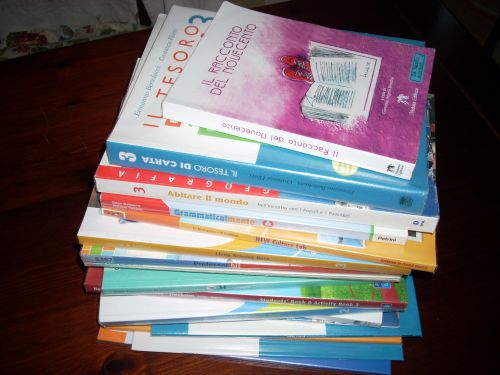 分厚い教科書が多く、20冊全部で約10ｋｇ