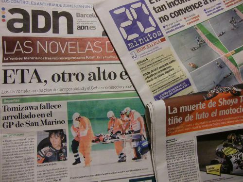 各スペイン新聞社がトップ記事として取り上げています−2010年９月６日