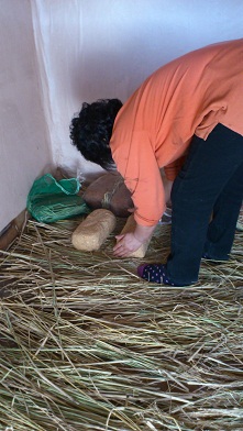 オンドル（床暖房）の効いた部屋で発酵させるところ