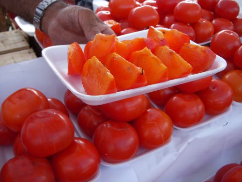 ブラジルでポピュラーな柿の種類「RAMA FORTEハーマ・フォルチ」。完熟タイプです