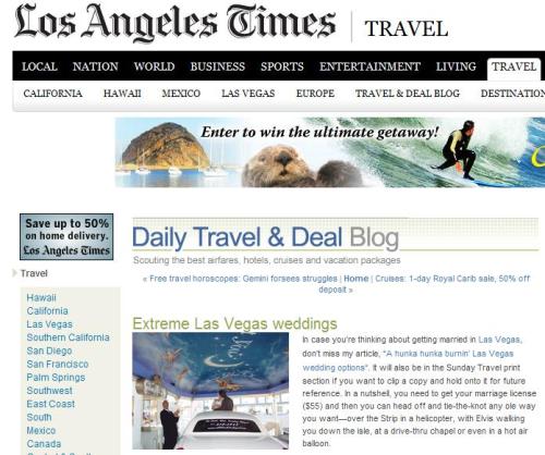 Los Angeles Timesのドライブスルー・ウェディングを紹介するページ