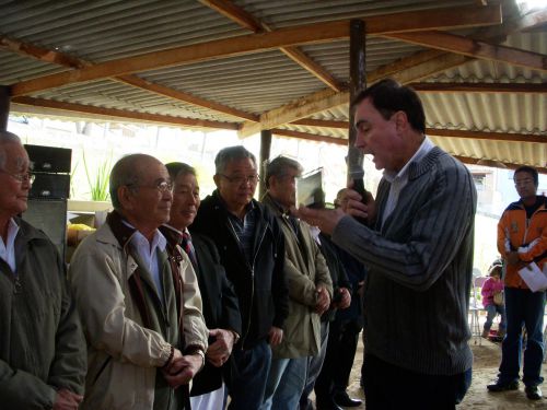 サルト市長から感謝状を手渡されるサンパウロ北部相撲大会の実行委員の人々