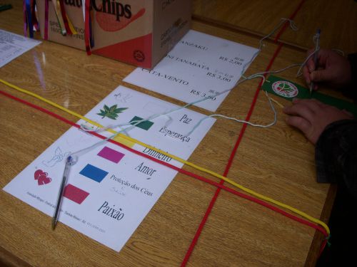 色分けされた短冊の説明が書かれた紙