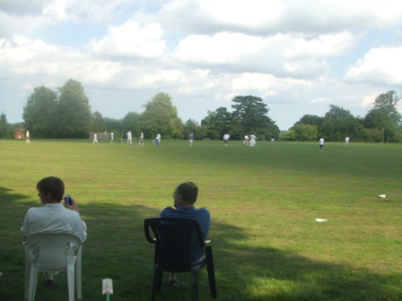 遠く離れたピッチでプレイしているのをよそめに応援者は好き勝手しているのがクリケットです