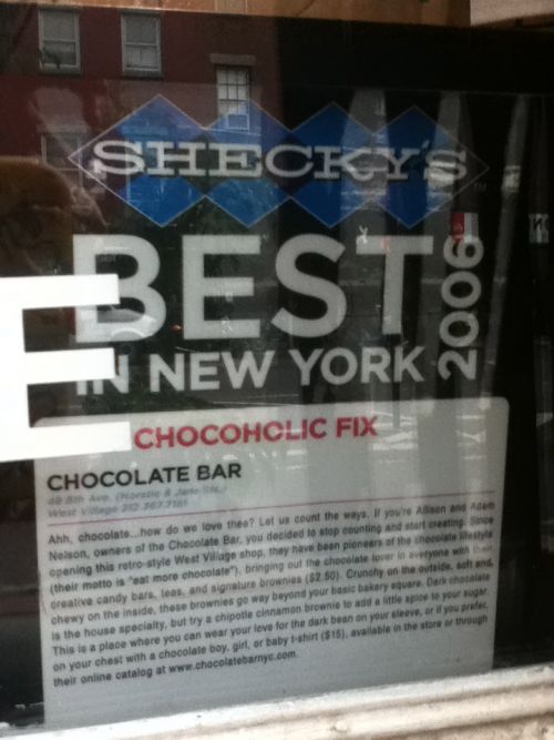 2006年にニューヨークの雑誌にNYCの一番おいしいチョコレートと選ばれました