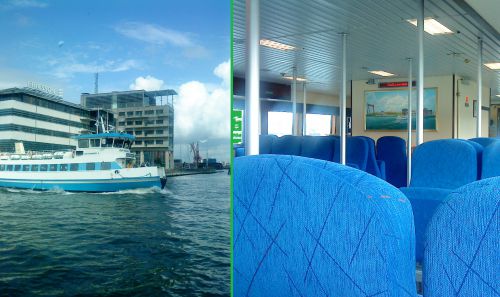 ヨーテボリの公共交通機関、västtrafik（ヴェストトラフィーック）が経営する路線船　デッキやカフェが備え付けられている船もあります