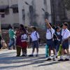 オートリキシャーの貴重な通学風景