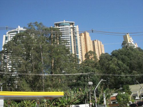 サンパウロ市内の高級住宅街の合間にそびえ立つマンション