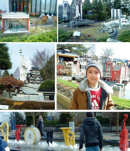 乳業工場や宇宙センターの模型もレゴ製、細部までブロックが使われています。行く前から話に聞いていた日本の金閣やアメリカの自由の女神も見ることができました。コペンハーゲンのニューハウンなど街並みもレゴで再現され、レゴ製の飛行機や船も内蔵のモーターで動くのはもちろん、赤信号で止まったりという動作まで精密にされていて凄かったです。楽器の模型もレゴで見事に作られていますね