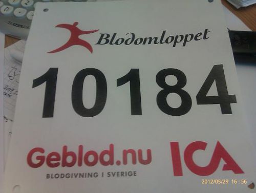 ゼッケンにも「geblod.nu（血液センターのHP）スウェーデンでの献血」と書かれています。