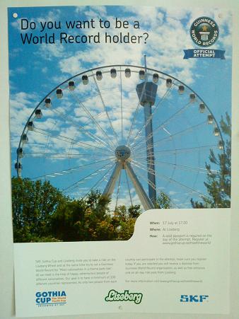 「あなたも世界記録保持者になりませんか」と参加を募集するポスター。ゴティアカップ主催側としては当初、最低条件の2倍の100カ国の参加を目標としていたそうです。