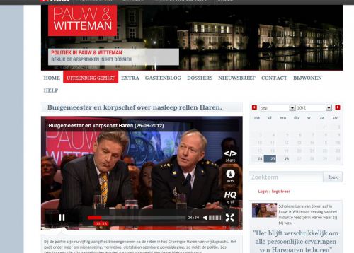 人気トークショー「Pauw en Witteman」市長と警察幹部をゲストに迎えて、フェイスブック騒ぎを語る(9月25日放送)