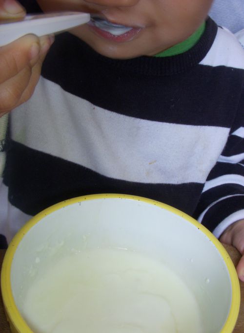 牛乳で煮といた米粉のミンガウ