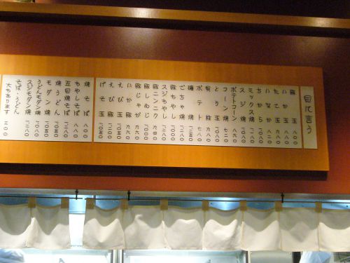 目に言う(メニュー)がずらり。