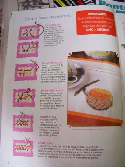 ポルトガル語によるクロスステッチの解説図