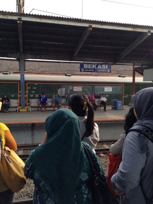 駅の雰囲気。列に並んで順番に乗るという習慣はありません