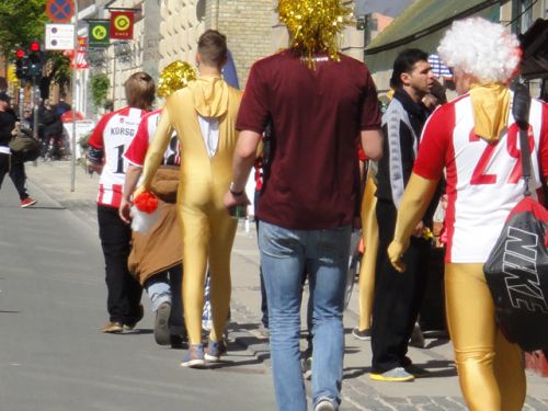 仮装大会のようないでたちのサポーター