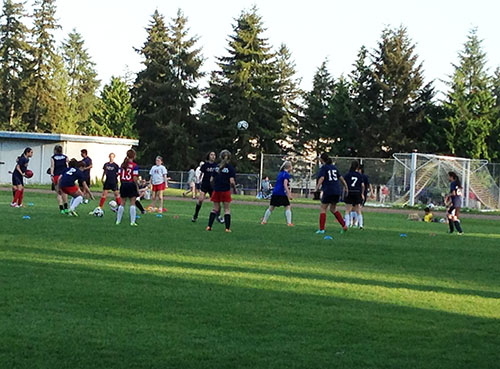 ある女子サッカーチームの練習風景