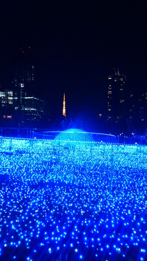 ブルーと東京タワーのオレンジのコントラスト。