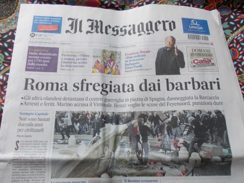 2/20付け「Il Messaggero」紙の一面記事