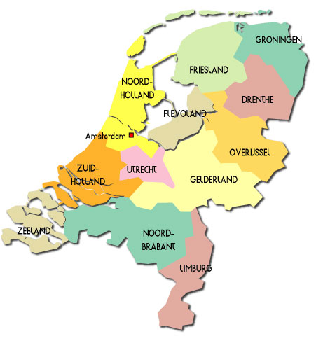 12の州に分かれているオランダ。