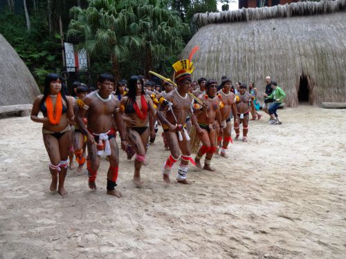 伝統的なボディー装飾をしたブラジルのクイクロ族
