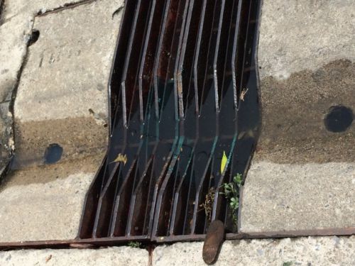 水が飽和状態の排水溝　大洪水になる前に何とかしなきゃ！