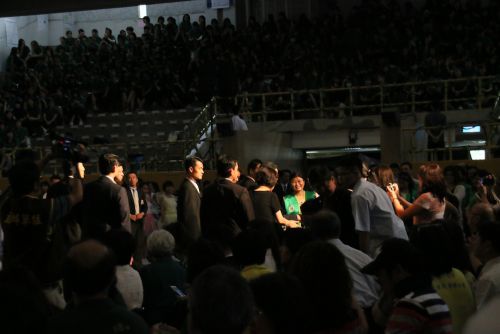 会場を後にする馬英九総統の様子