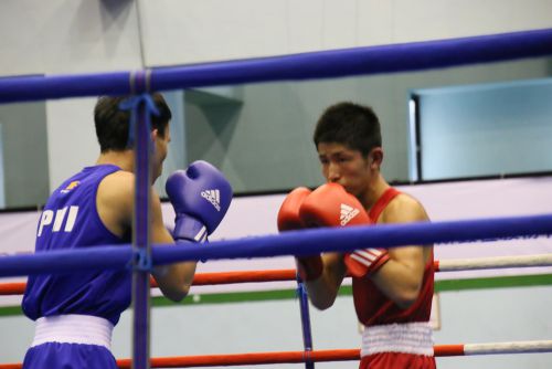 男子フライ級決勝の様子　　右が峯佑輔（近畿大学）