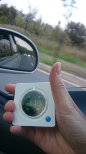 空気のきれいな日に測定、車内も車外も指数は「良い」でした