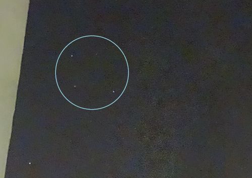 サンパウロの夜空で観察できる南十字星（水色の丸枠）