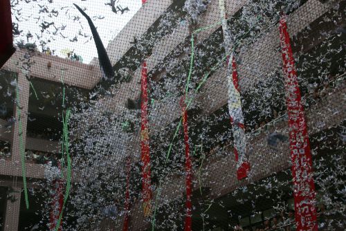 その後、紙吹雪を舞わせます