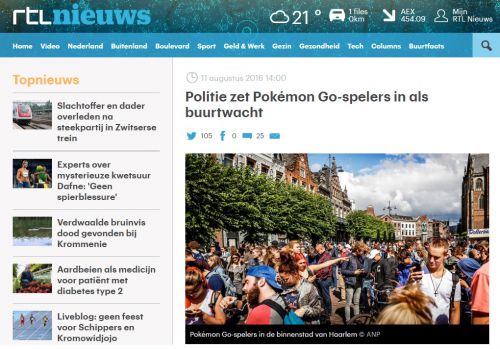 http://www.rtlnieuws.nl/nederland/politie-zet-pokemon-go-spelers-als-buurtwacht より