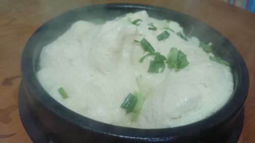 主人がベクジョンウォンレシピで作ったケランチム（韓国版茶碗蒸し）、フワッフワです