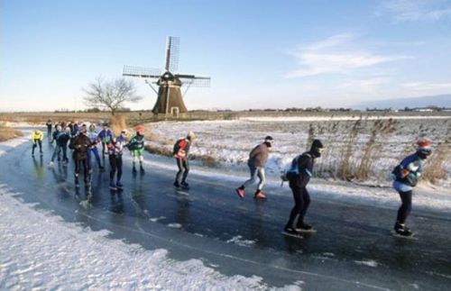 典型的なオランダの冬の風景