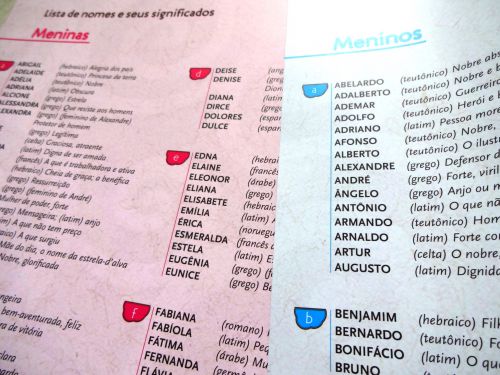 「家族の木(A árvore da família)」でブラジルで一般的な名前の起源となる言語とその意味を紹介するページ
