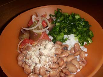 ブラジルの日常食で食べられる煮込んだフェイジョン（豆）