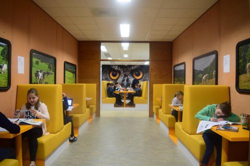 小学校の教室内もまるでカフェのように自由な雰囲気?