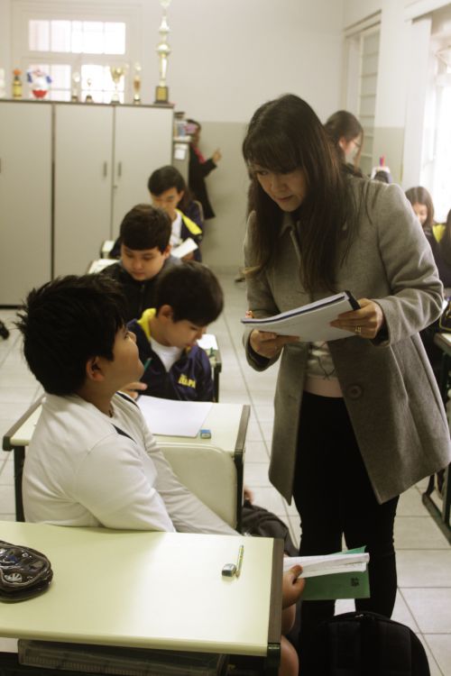 サンパウロ市内の日本語学校「のびる学園」の授業(撮影・レオナルド小原氏)