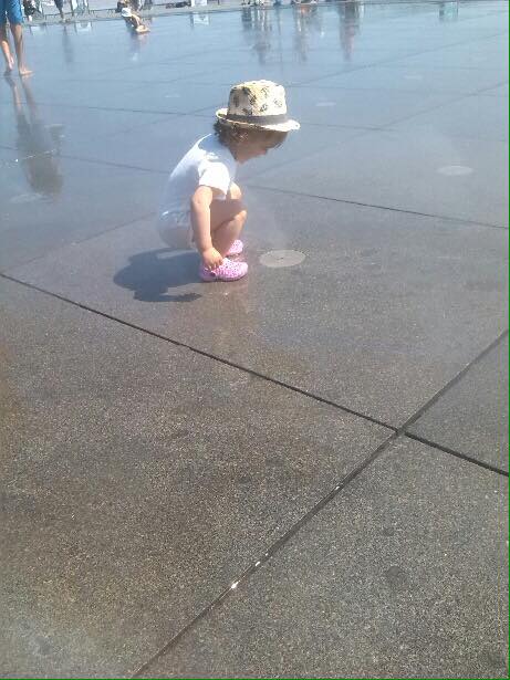 時々小さな噴水が出てくるので、水浴びができる人気スポット