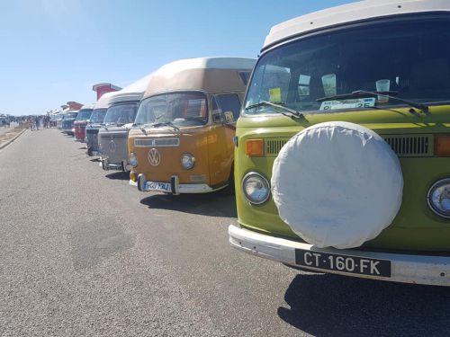 ずらーっと並ぶワーゲンバスは圧巻です