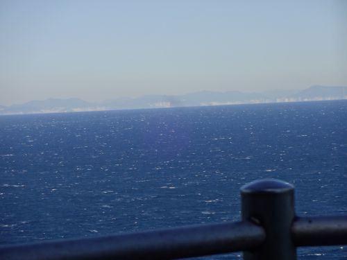 対馬北部の展望所から眺める釜山の風景